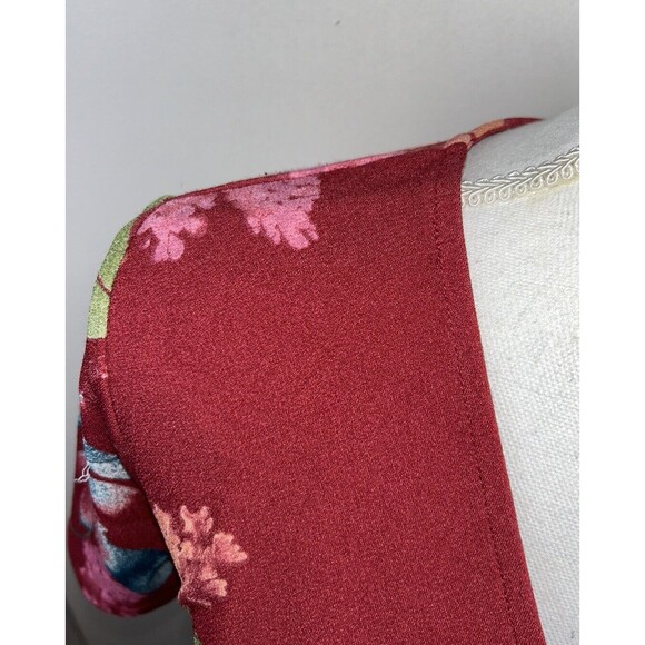 Christian Siriano NY Size Small Red Floral Short Sleeve Shift Dress Hi Low NEW - Picture 8 of 8